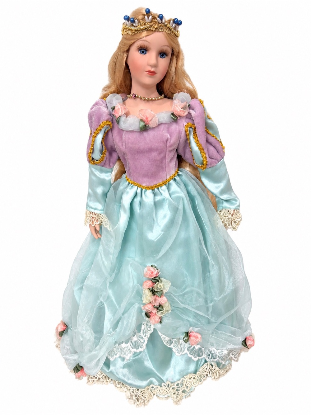 Heritage Porcelain Princess Doll in Lavender and Aqua Gown 18”
